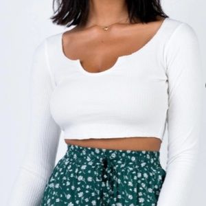 ABOUT YOU LONG SLEEVE TOP WHITE PRINCESS POLLY